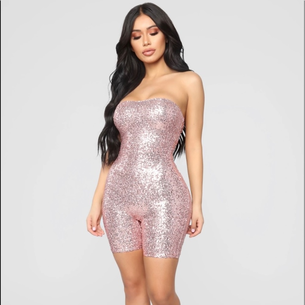COPY - Pink fashionnova Birthday bash sequin romper